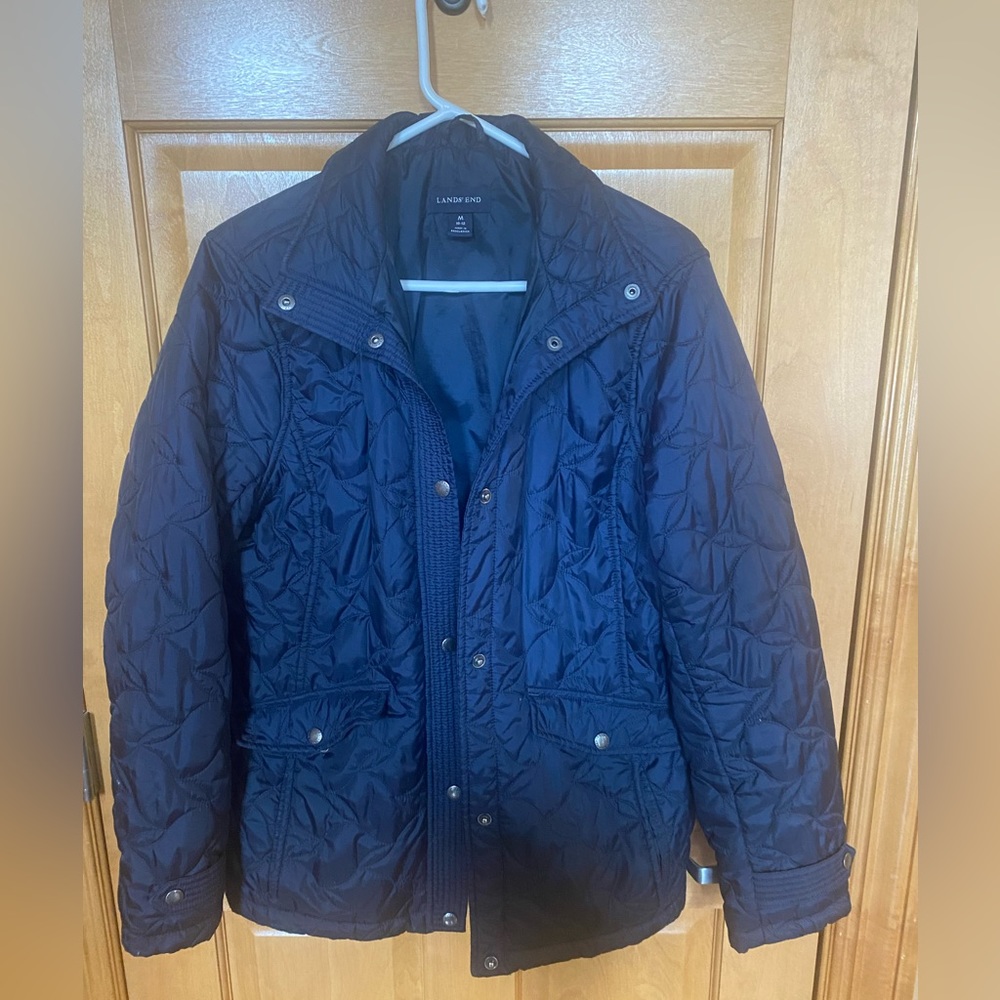Lands' End Navy Quilted Packable Jacket